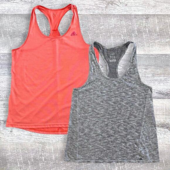 Adidas Champion Active Racerback Tank Tops Set of 2 Women M Pink & Black Striped - Picture 1 of 8
